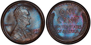 Obverse and reverse of Lincoln wheat penny rare coin 1909-S with no VDB initials